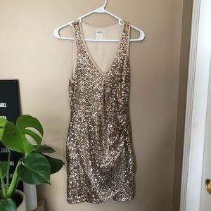Gold sequin party dress